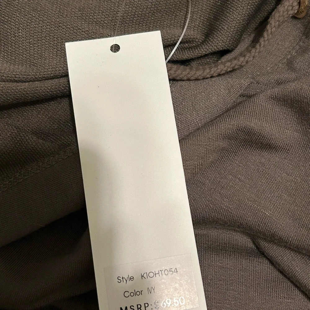 Calvin Klein Women's Hoodie Sweatshirt Short Sleeve Olive Green Pullover M‎